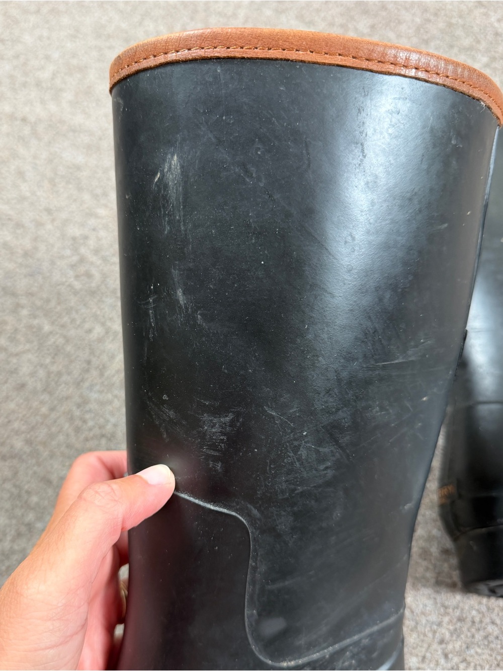 Sperry Black Calf Length Tall Waterproof Rain Boots Women’s 8 Leather Trim Y2K - Picture 8 of 11